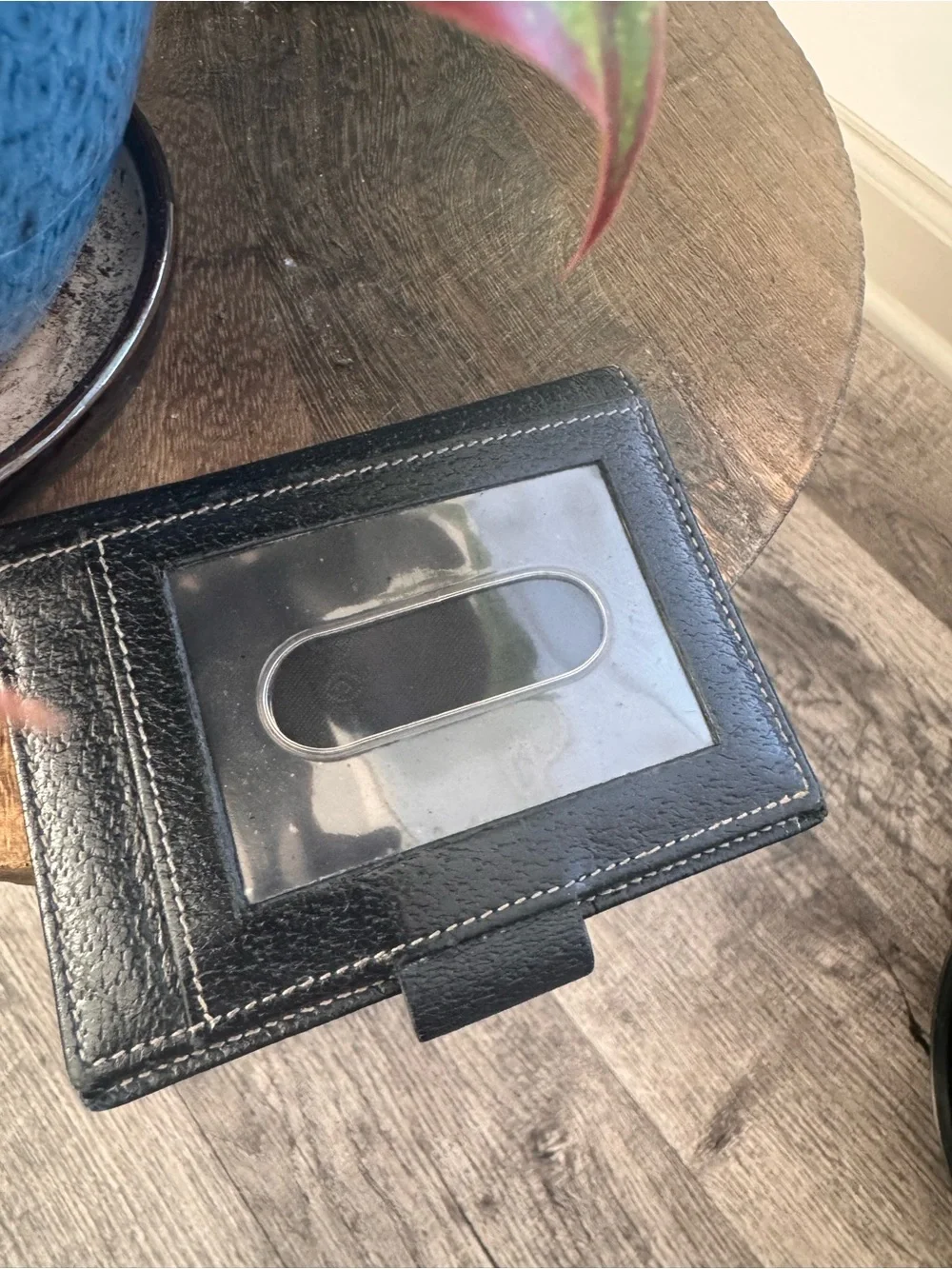 Salvatore Ferragamo Black Pebbled Leather Wallet with Gold-Tone Clasp